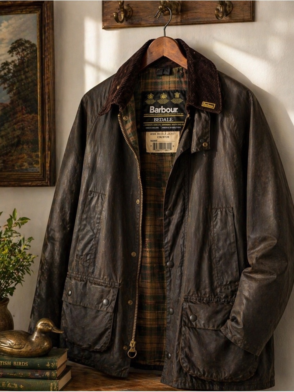 Barbour Bedale Waxed Jacket C38 Brown Classic Made in England